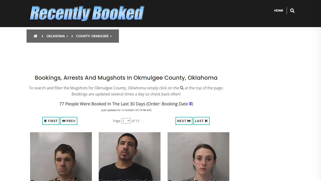 Bookings, Arrests and Mugshots in Okmulgee County, Oklahoma