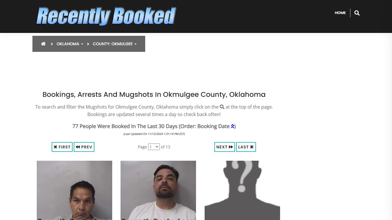 Bookings, Arrests and Mugshots in Okmulgee County, Oklahoma