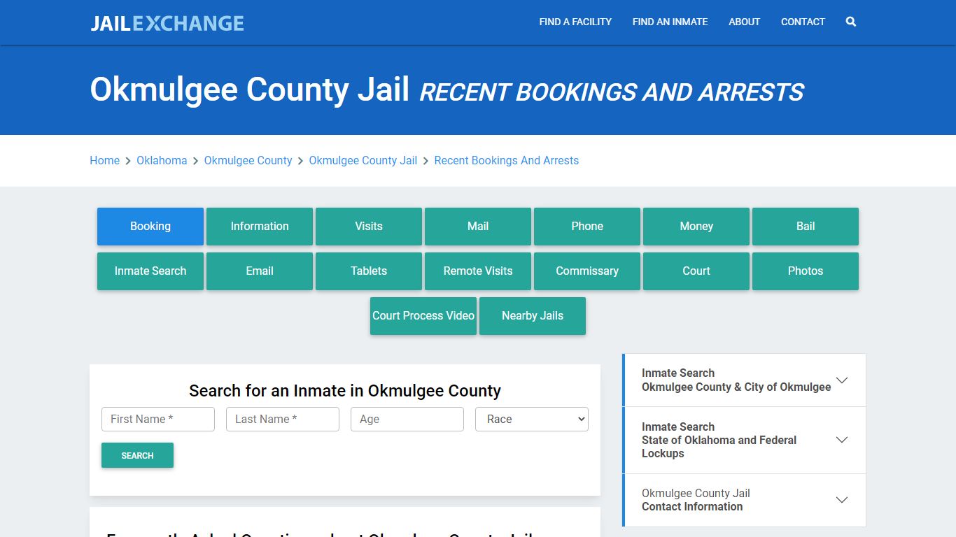 Okmulgee County Jail Recent Bookings And Arrests - Jail Exchange